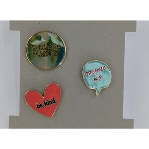 Kindness Pins Set of 3 Organic Planet Be Kind Environmental